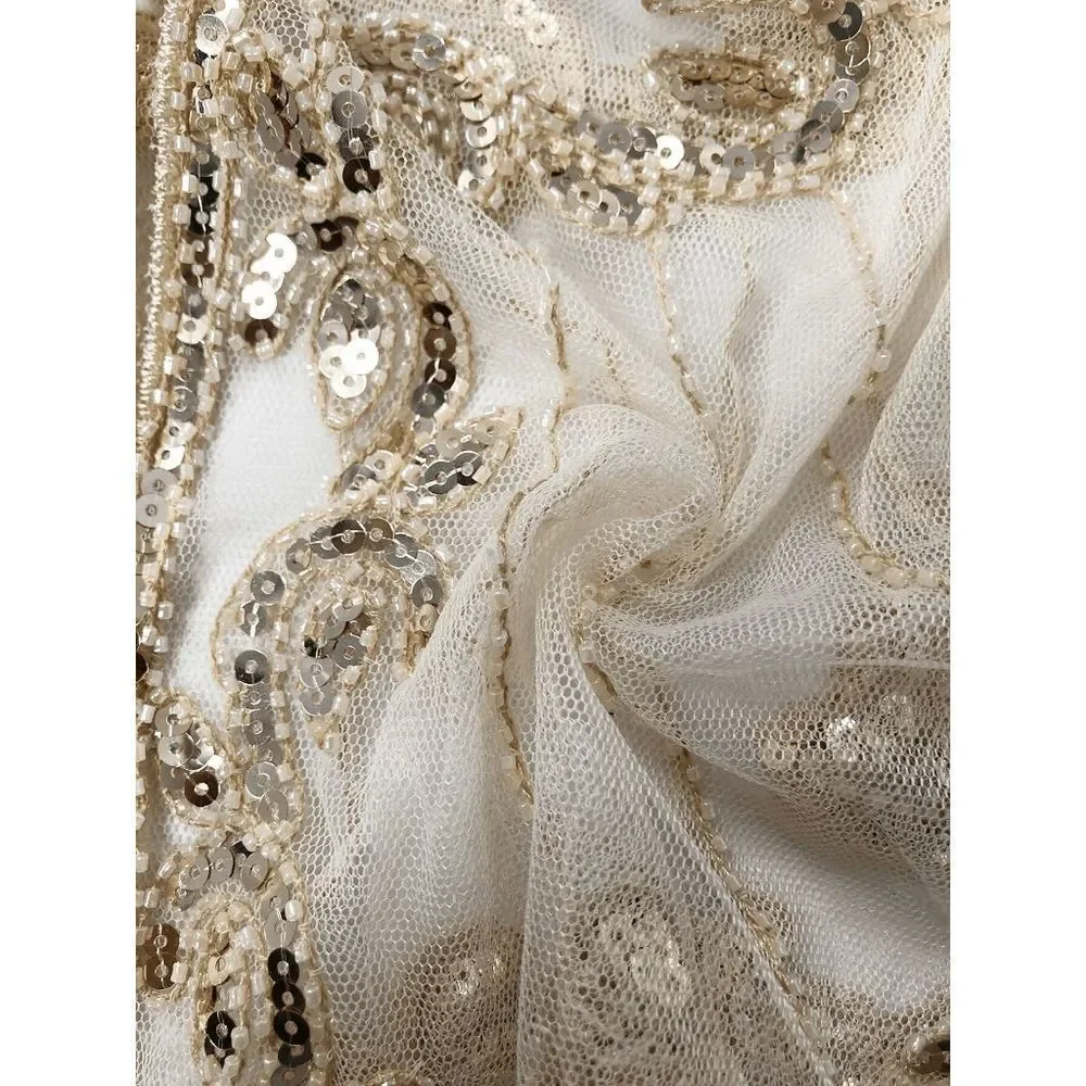 ✨ Sequin Mesh Evening Party Retro Flapper 1920s Shawl Wrap Cover Up Cape NEW